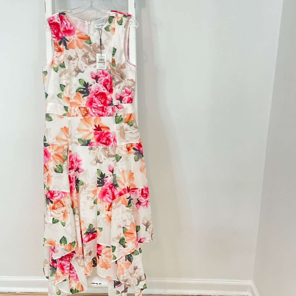 Calvin Klein Floral High Low Sleeveless Summer Dress (NWT)
